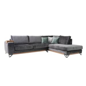 ΚΑΝΑΠΕΣ ΓΩΝΙΑΚΟΣ Π300ΧΒ230ΧΥ95CM ΔΕΞΙΑ ΓΩΝΙΑ ΣΚΟΥΡΟ ΓΚΡΙ / FYLLIANA 888-222-048