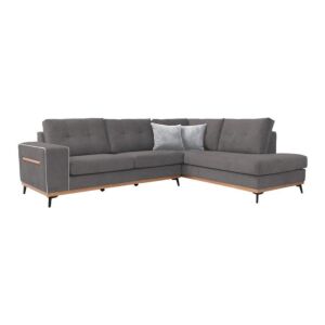 ΚΑΝΑΠΕΣ ΓΩΝΙΑΚΟΣ Π280ΧΒ220ΧΥ95CM ΔΕΞΙΑ ΓΩΝΙΑ ΑΝΘΡΑΚΙ / FYLLIANA 885-222-070